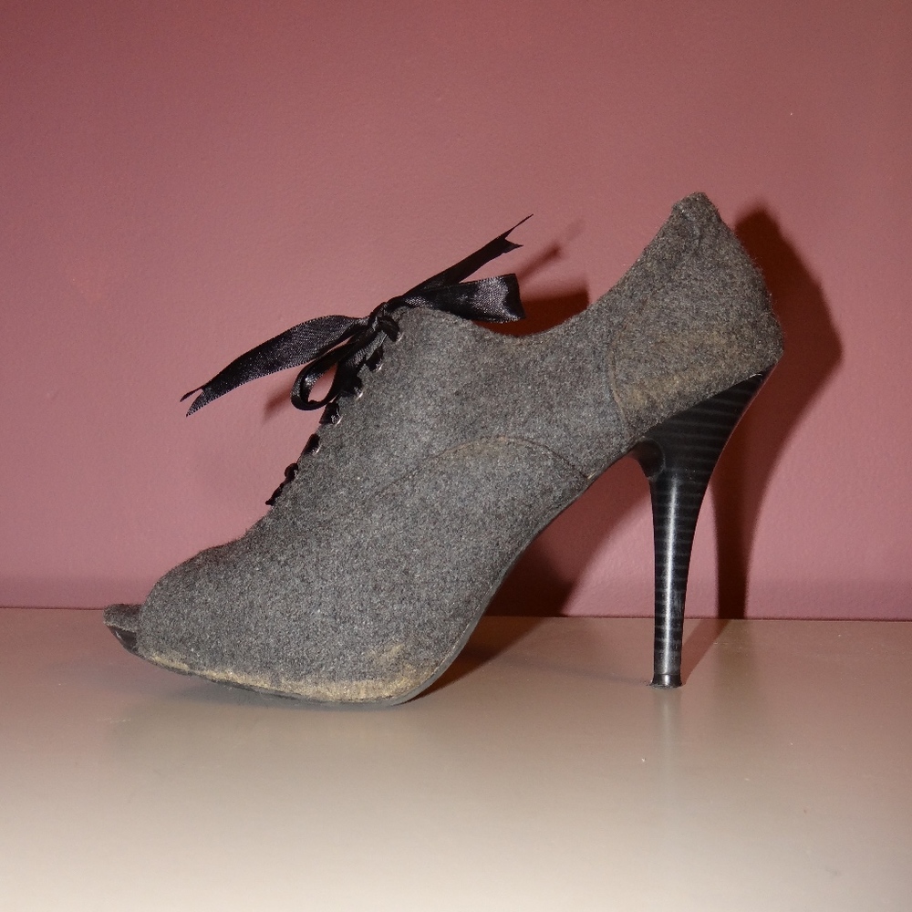 LC Lauren Conrad Peep Toe Lace-Up Heels